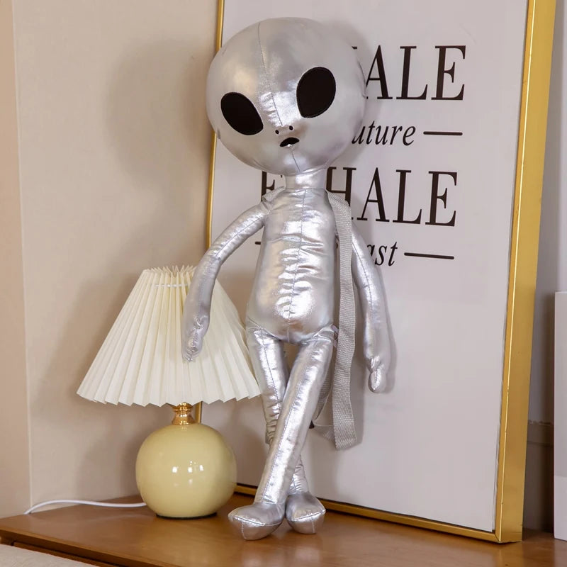 60cm Fashion Alien Backpack - PU ET Extraterrestrial Soft Plush Doll Toy | Cute Stuffed Animal Gift for Kids & Children | Perfect for School, Cosplay and Birthday Parties
