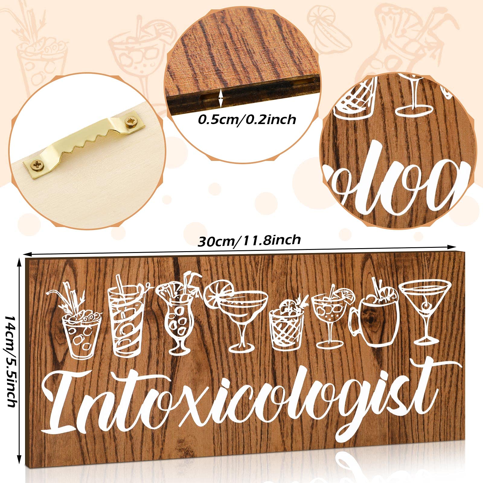 Jetec 2-Piece Bar Sign Set - Intoxicologist & Open Bar Signs - Rustic Pub Decor for Home Bars, Weddings, Parties & Reception - Funny Drunken Shenanigans Wall Art for Man Cave & Tavern Decor