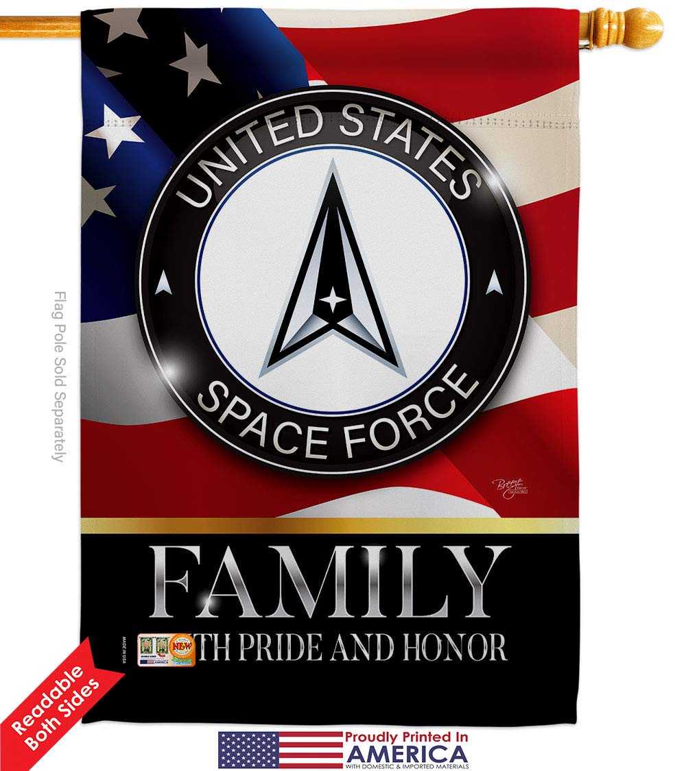 US Space Force Family Honor Garden House Flags Kit - Armed Forces USSF Military Yard Banner - Double-Sided 28