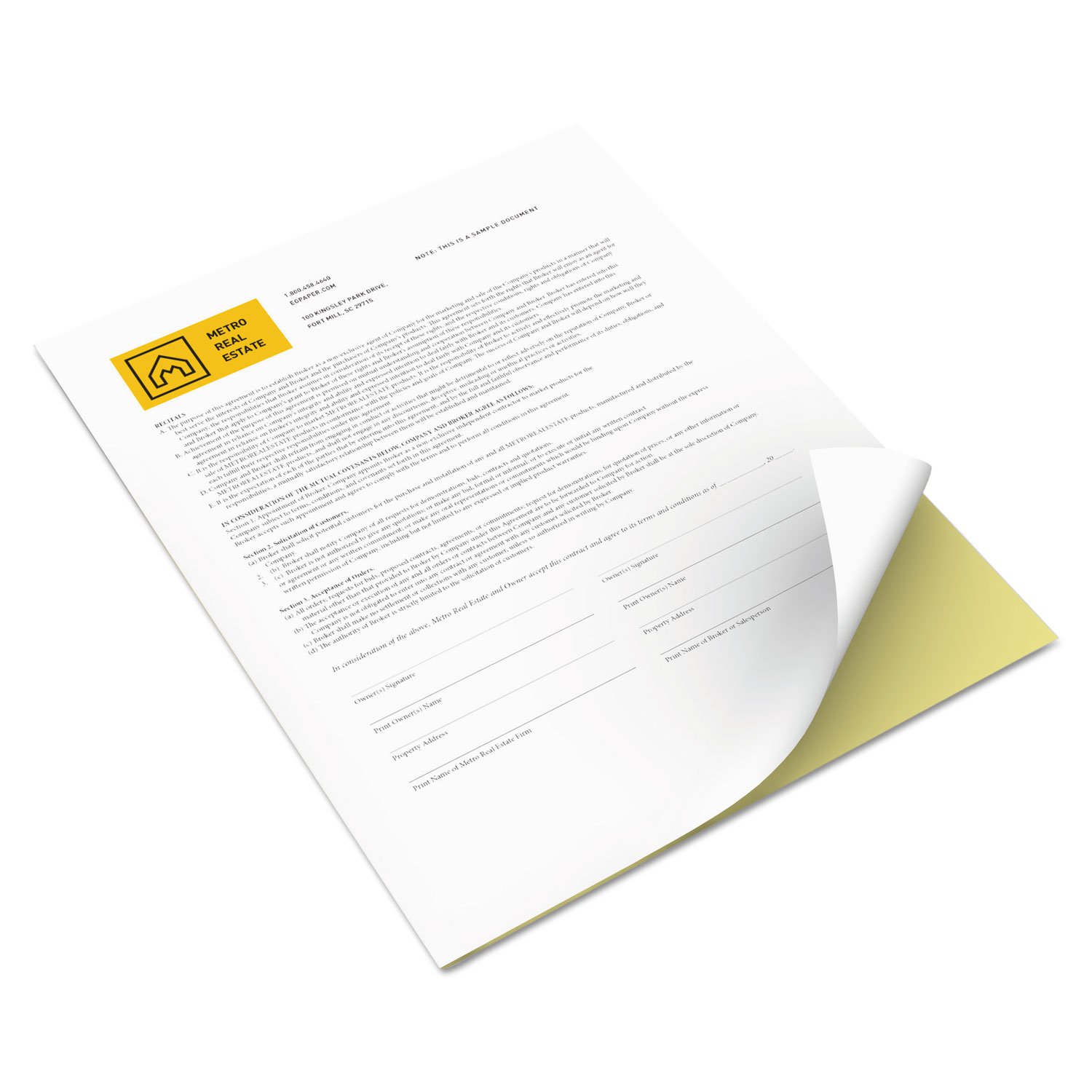 Xerox Vitality Multipurpose Carbonless 2-Part Paper, 8.5 x 11 Inches, Canary/White, 5000 Sheets per Carton - Perfect for Invoices, Receipts, and Business Forms