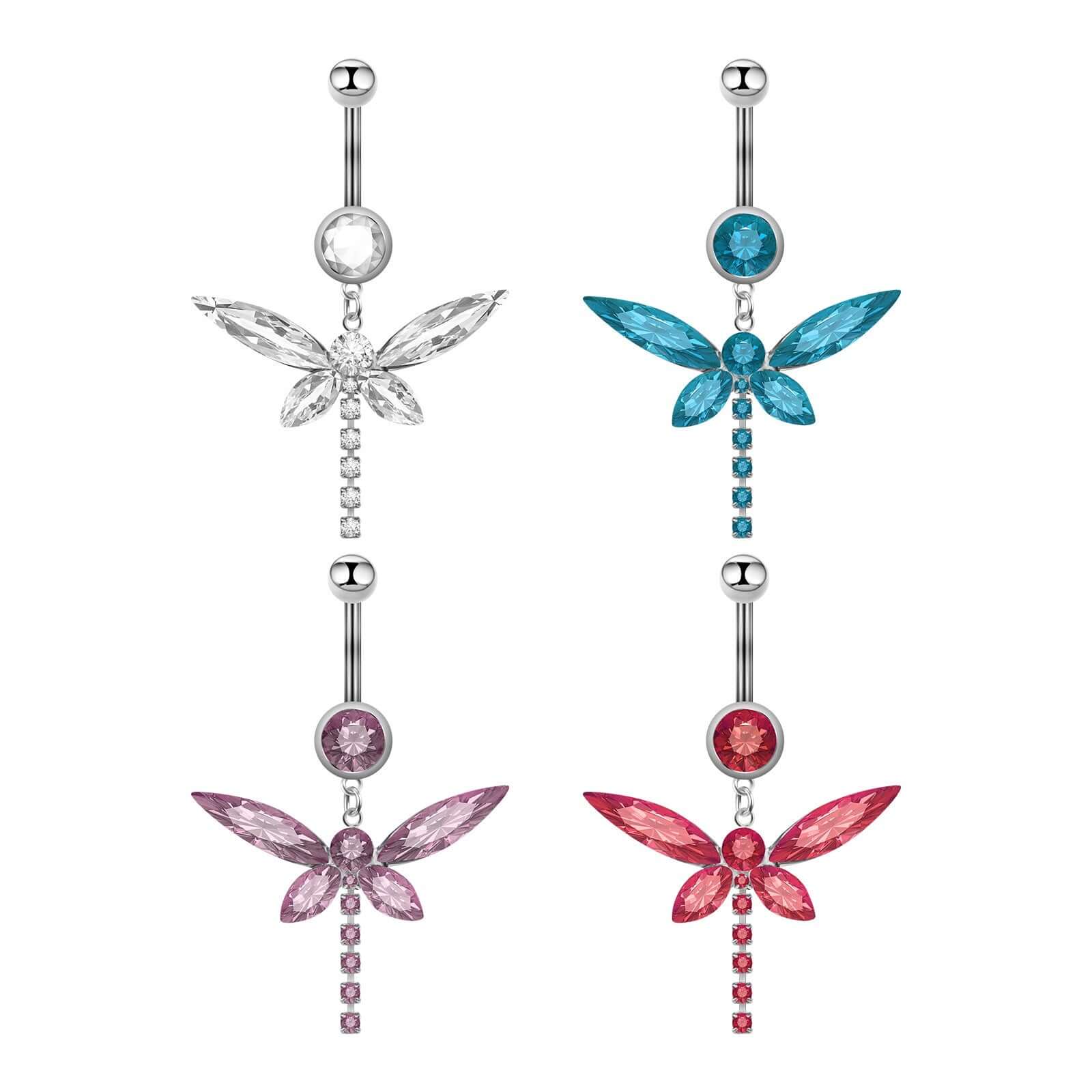 Diamond Butterfly Belly Ring Chain Pendant - Elegant Body Jewelry for Women | Perfect for Piercing, Belly Button Rings, and Fashion Accessories | C027