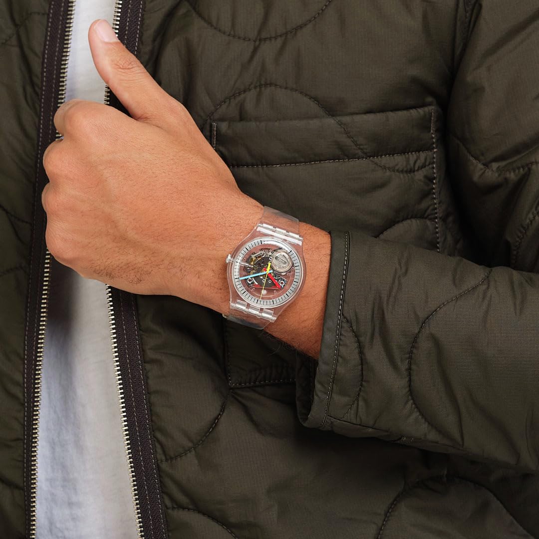 Swatch New Gent BIOSOURCED Clearly Quartz Watch - Stylish Eco-Friendly Unisex Timepiece for Everyday Wear & Casual Outfits
