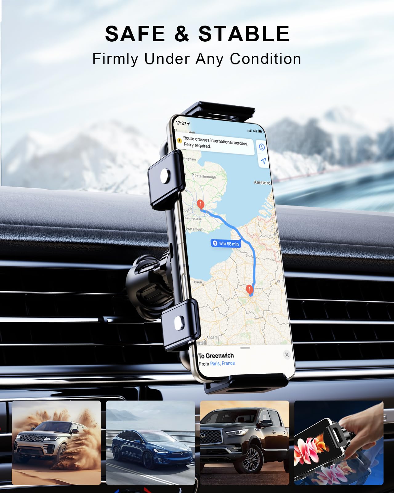 Wireless Car Charger for Samsung Z Fold 5/4/3/2 & Z Flip 5/4, iPhone 15/14/13, Google Pixel 8 Pro - Auto Clamping & Rotating Sensors, 7.5W-15W Fast Charging - Perfect for Commuting, Road Trips & Hands-Free Driving