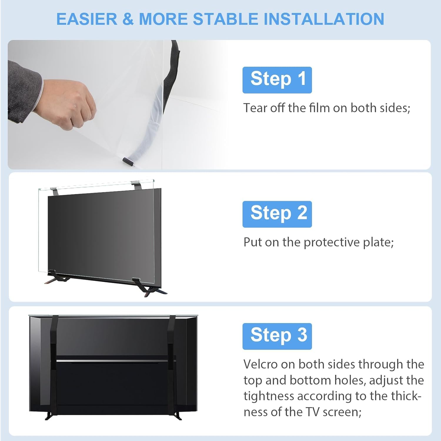 Qoosea 55 Inch TV Screen Protector - HD Clear Acrylic Protective Cover for Single/Dual-Point Support TVs, Wall Mount & Computer Monitor - Anti-Scratch, Anti-Glare Protection for Home Theater & Office Use