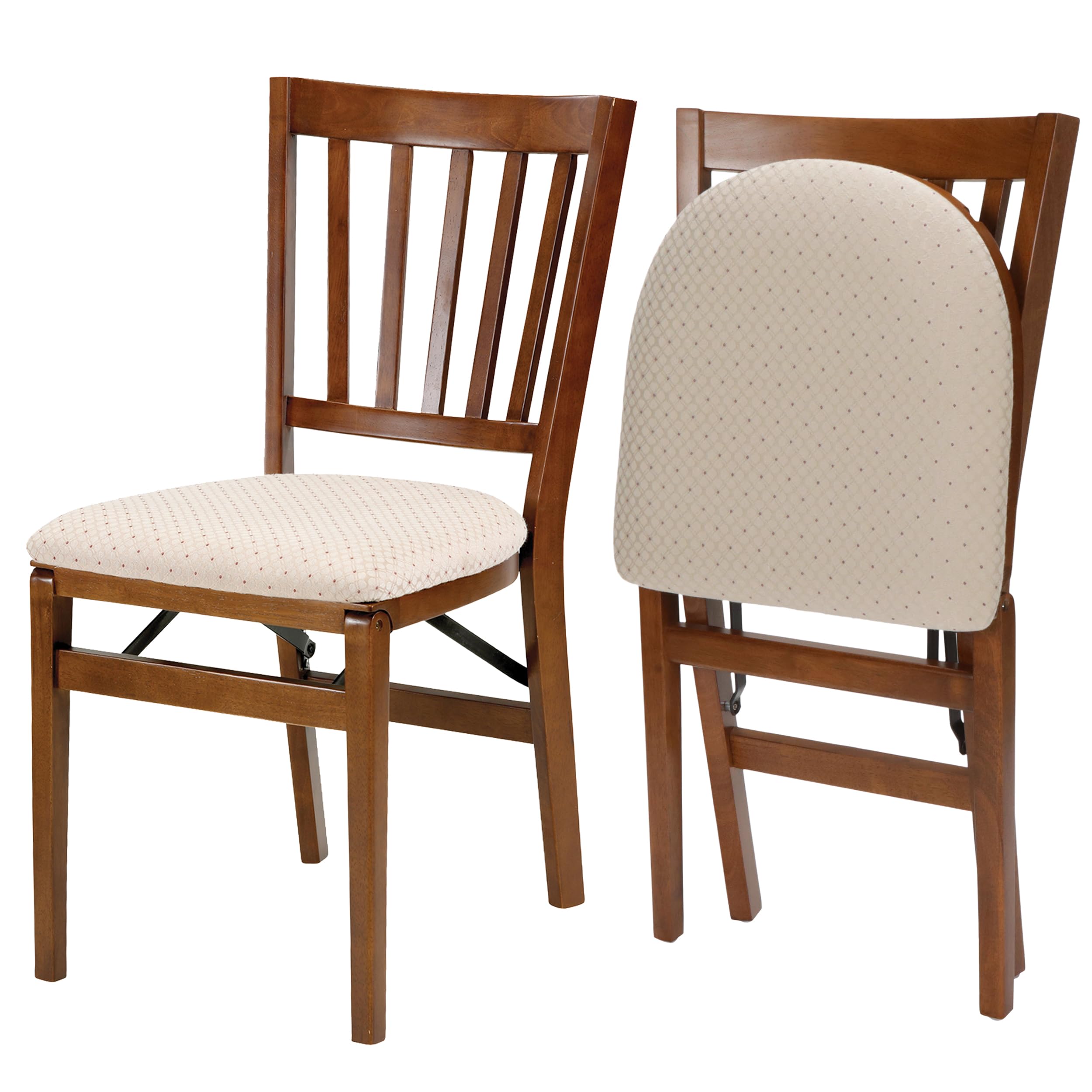 Stakmore School House Folding Chair Set of 2 - Fruitwood Finish, 8.25D x 17W x 35.5H Inches - Space-Saving Stackable Chairs for Classrooms, Events, and Home Use