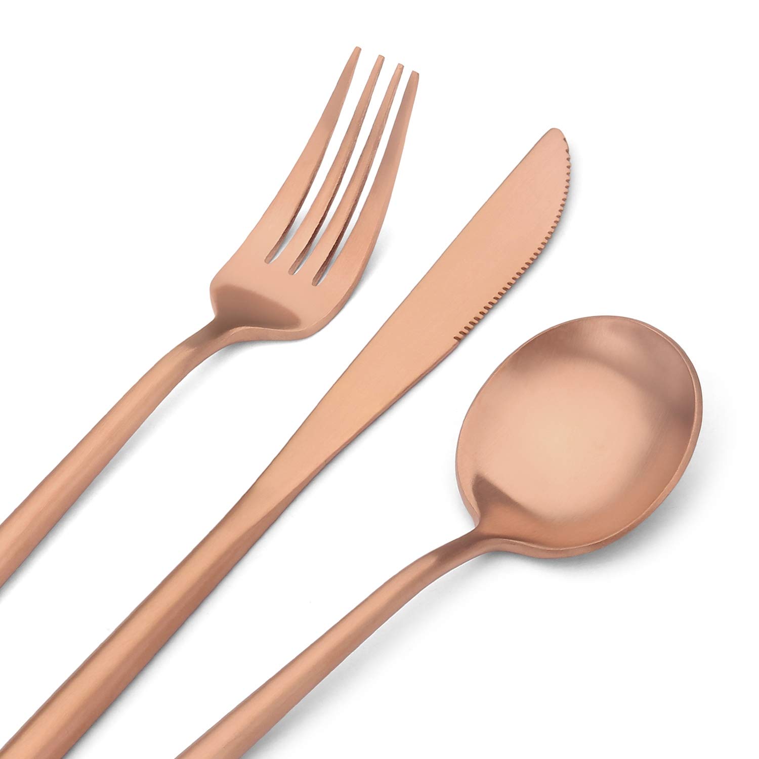 20-Piece Matte Rose Gold Silverware Set - Stainless Steel Satin Finish Flatware Cutlery for 4 People | Elegant Copper-Toned Spoons & Forks | Dishwasher Safe Kitchen Utensils | Perfect for Dinner Parties, Wedding Gifts & Upscale Dining