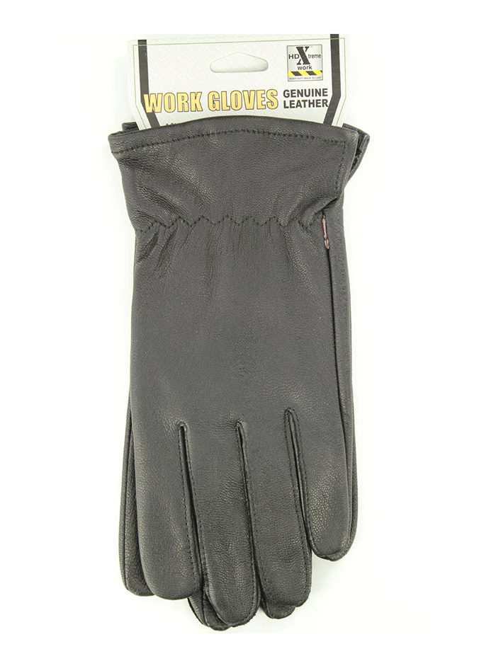 HD Xtreme Work H2110001 Men's Goatskin Leather Gloves - Black | Durable Work Gloves for Construction, Woodworking & Outdoor Activities