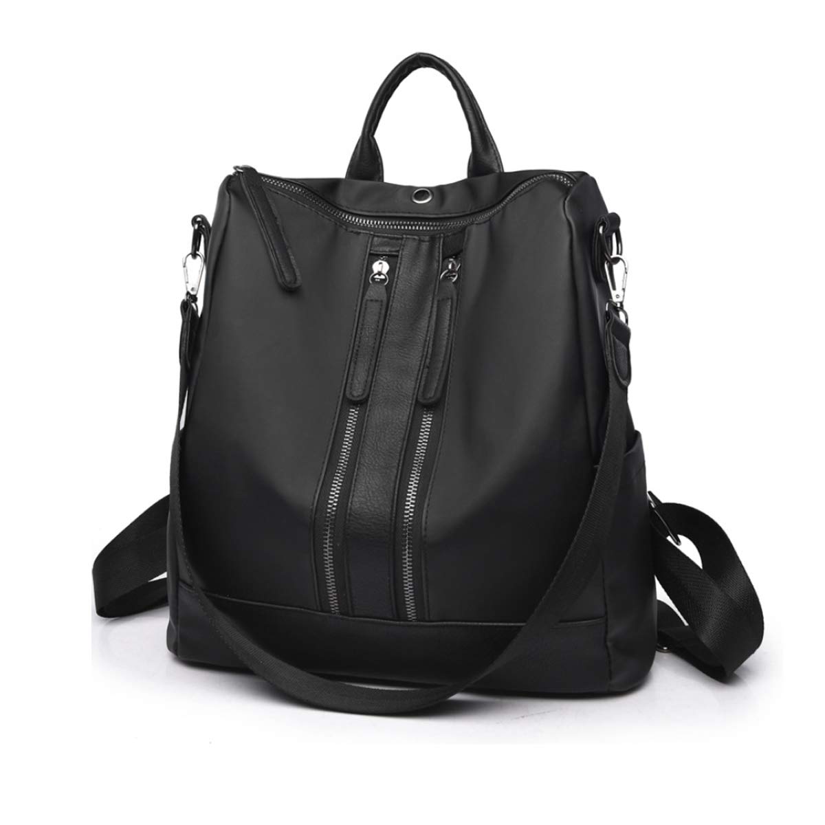 Women's Waterproof Oxford Cloth Backpack Purse - Stylish Casual Shoulder Bag with Earphone Hole (Black) | Perfect for Work, Travel & Daily Commute