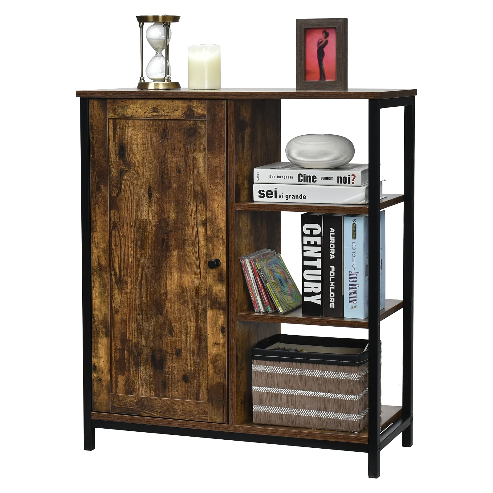GLACER Rustic Brown Industrial Floor Cabinet - 27.5