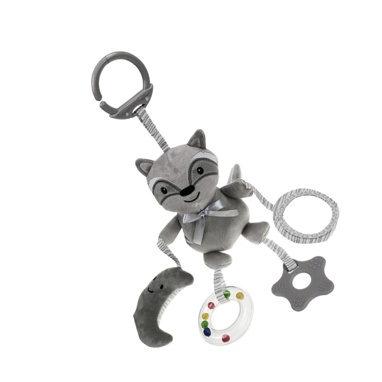 FELTECHELECTR Plush Hanging Rattle Toy - Grey Animal Rattle for Babies, Infants & Toddlers | Soft Developmental Toy for Crib, Stroller & Playtime