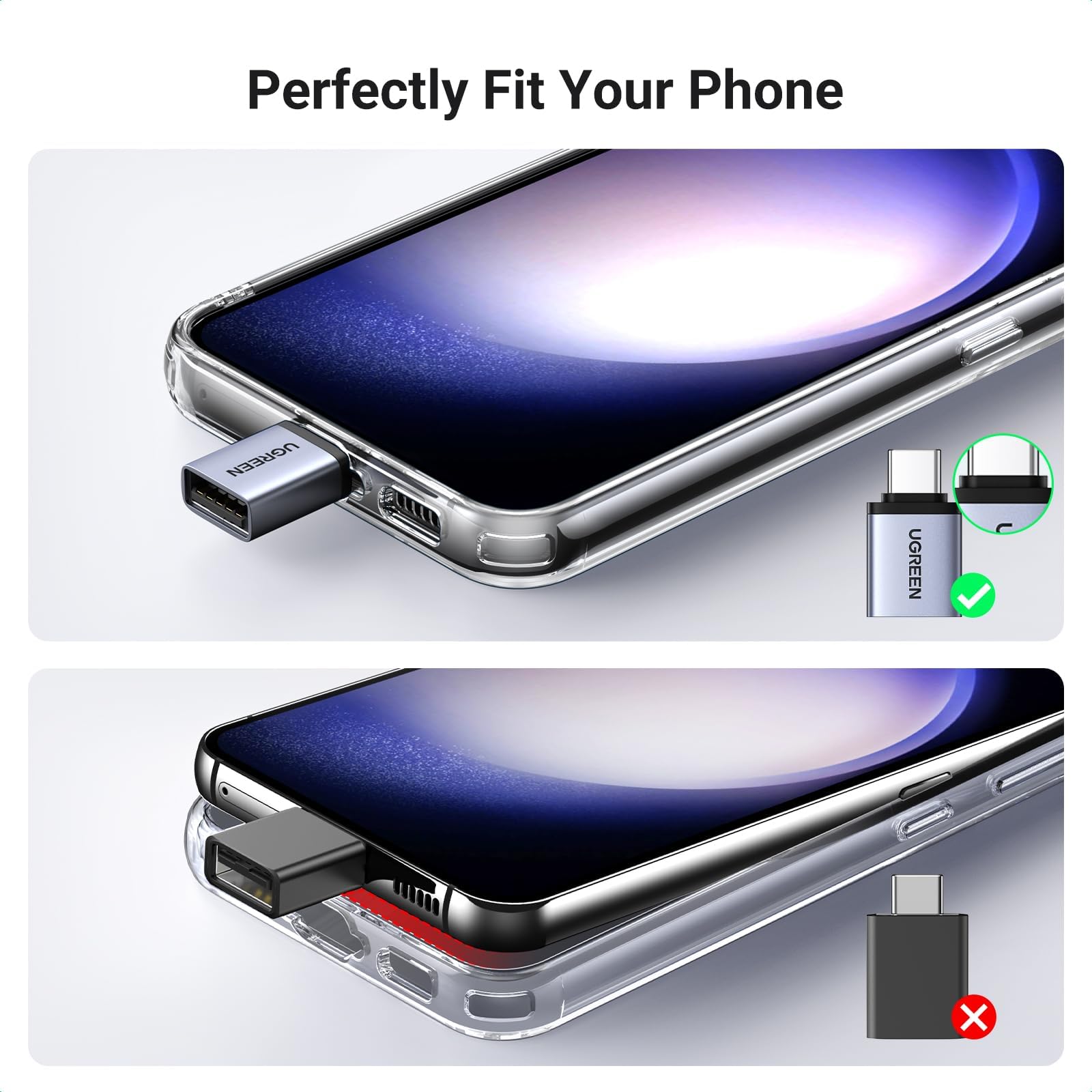 UGREEN USB C to USB Adapter 2 Pack, 10Gbps USB 3.2 Gen 2 Male to Female Converter - Compatible with iPhone 16/15 Pro, Samsung Galaxy, MacBook Pro/Air, iPad Pro, Thunderbolt 4/3 - Gray - Perfect for Data Transfer & Charging Devices