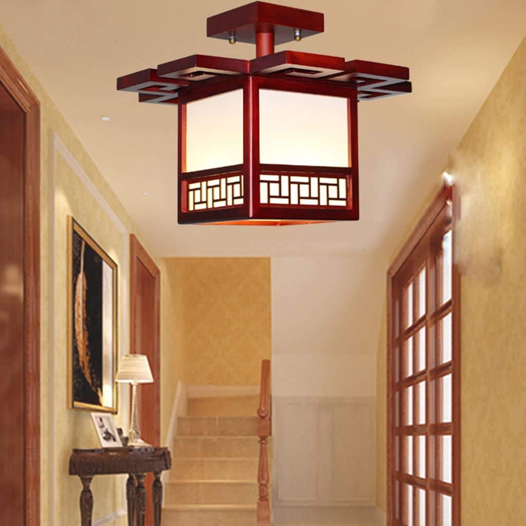 Modern LED Ceiling Light - Solid Wood Antique Design for Living Room, Bedroom, Corridor - Energy Efficient Lighting Fixture (Brown) - Perfect for Home Decor, Dining Area & Hallway Ambiance