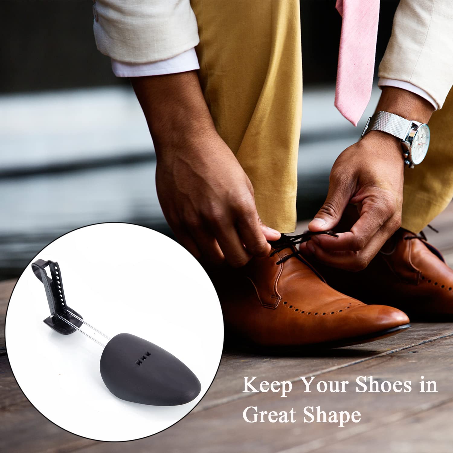 IAN Plastic Shoe Tree Stretchers for Men - Adjustable Length Sneaker Shoe Trees (Size 6-13) | Travel-Friendly Shoe Organizers & Boot Maintainers | Perfect for Dress Shoes, Sneakers & Boot Storage