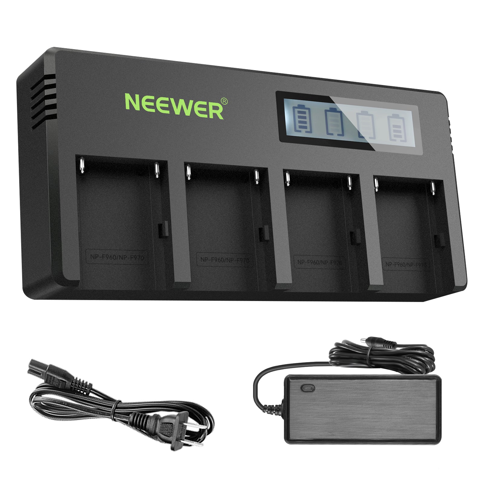 NEEWER DP F970 4-Channel Sony NP-F Battery Charger for Cameras - Fast Charging for Sony NP-F550 NP-F570 NP-F750 NP-F970 Batteries - Perfect for Photography, Videography, and Professional Video Equipment