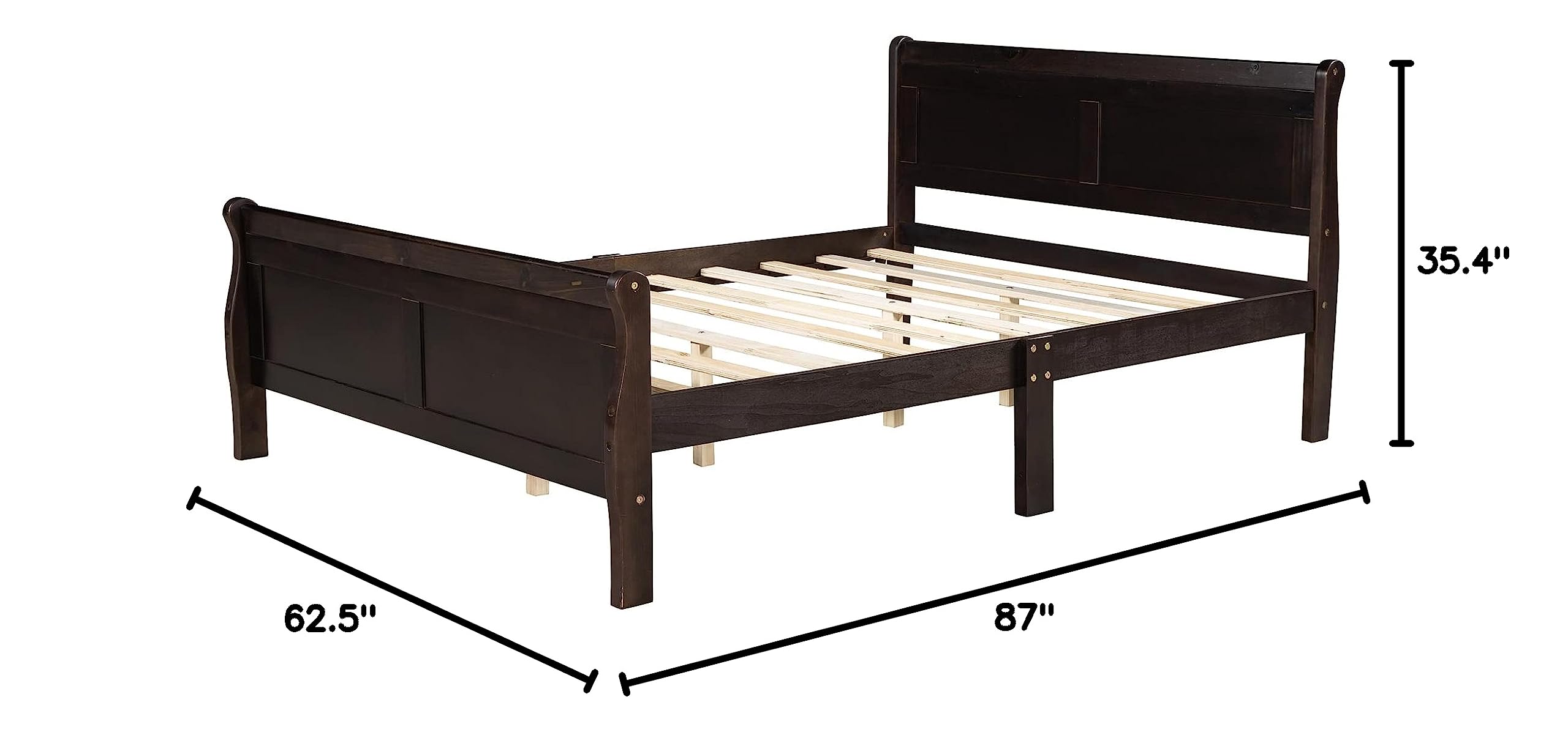 Harper & Bright Designs Queen Wood Platform Bed Frame with Headboard & Slats - No Box Spring Needed - Sturdy Support Legs for Bedroom, Guest Room & Dorm