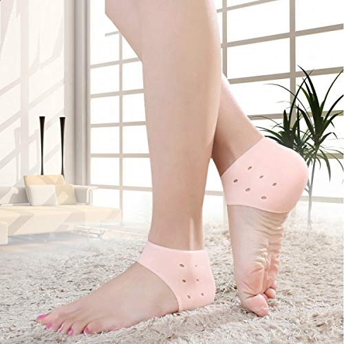 **KANAKADHARA Silicone Gel Heel Pads for Cracked Heels – Anti-Swelling & Pain Relief Socks with Moisturizing Cream – Foot Care & Ankle Support Cushion (1 Pair, Beige, Free Size) – Perfect for Dry Skin & Hard Cracked Heels Repair at Home or Work**