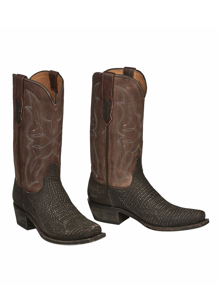 Lucchese M3105.74 Men's Carl Shark Skin Cowboy Boots in Chocolate Brown - Western Style Riding & Casual Wear for Men