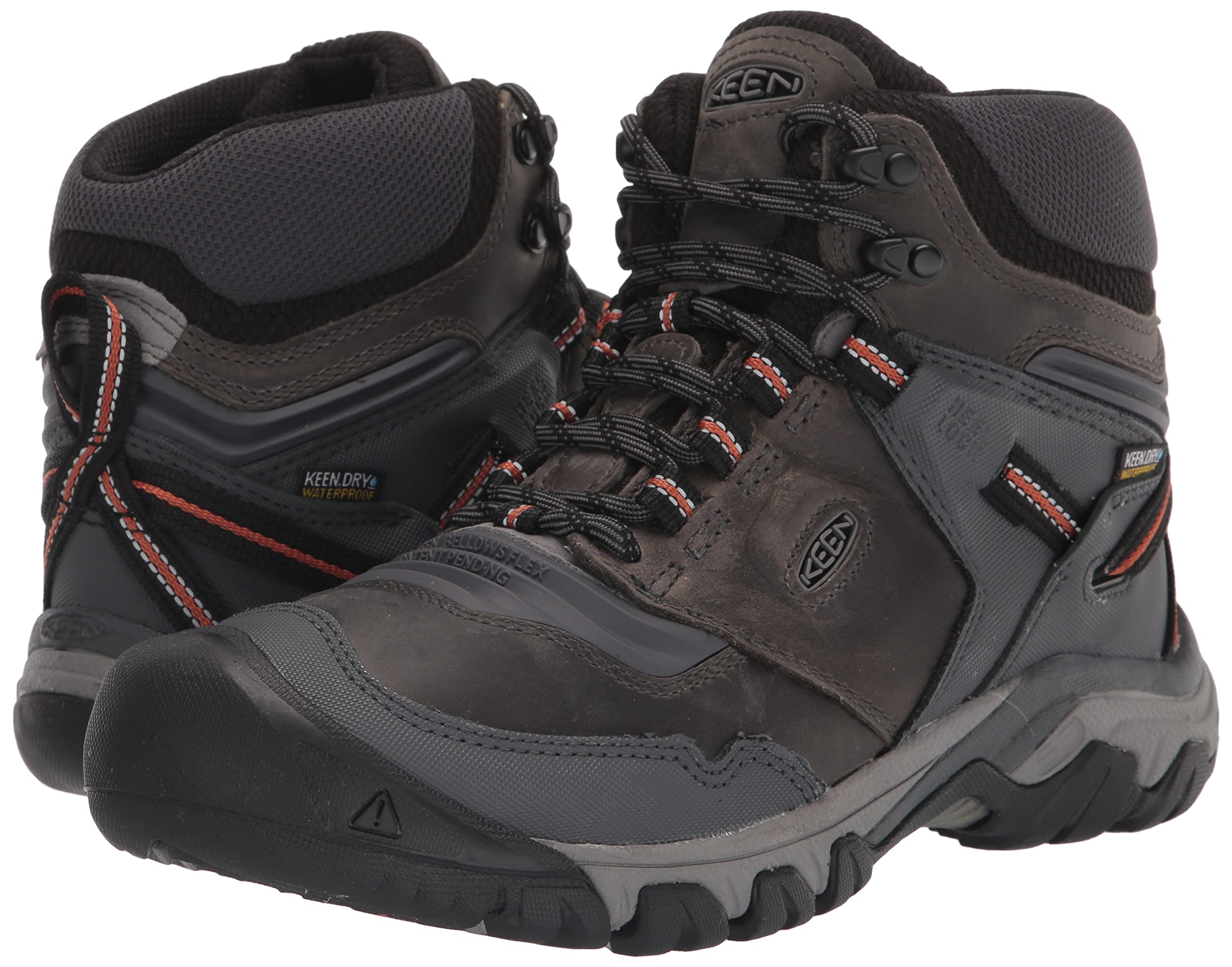 KEEN Men's Ridge Flex Mid Height Waterproof Hiking Boots - Lightweight & Durable Outdoor Footwear for Trekking, Camping & Mountain Adventures