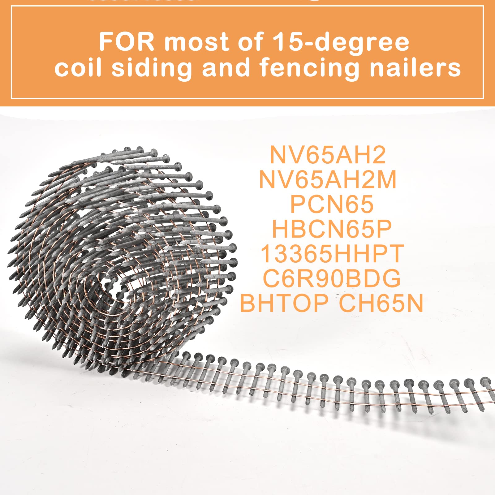 BHTOP 3600 Count 15-Degree 2 Inch Siding Nails - .092 Wire Collated Coil Ring Shank, Hot-Dipped Galvanized for Siding Nailer - Perfect for Roofing, Fencing, and Exterior Trim Installation