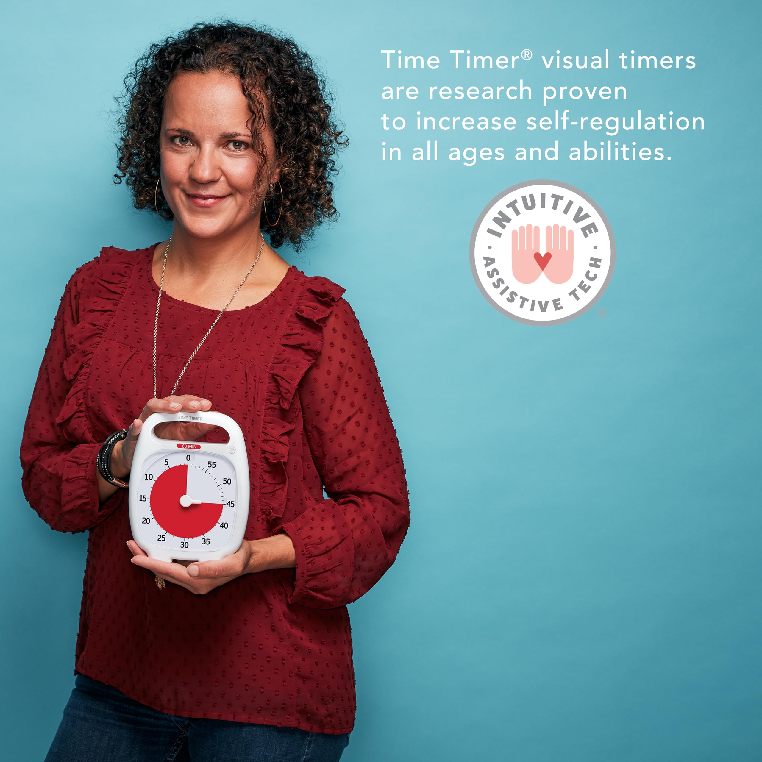 Time Timer PLUS 60 Minute Visual Countdown Timer with Portable Handle - Silent Operation Study Tool for Classroom, Office & Homeschooling - Perfect for Time Management, Productivity & Focus (White)