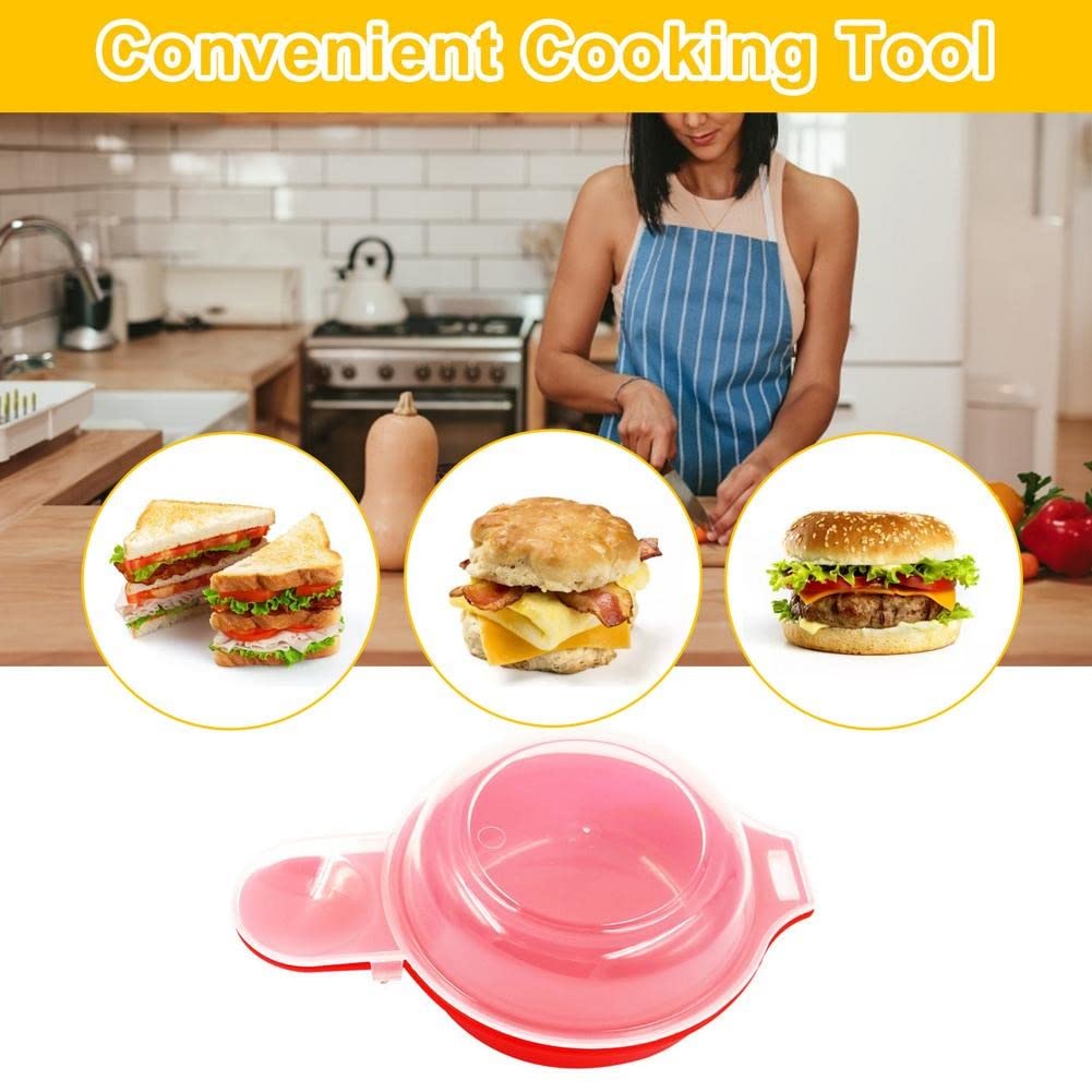 Nonstick Microwave Egg Cooker Set - 2 Pack (Red & Clear) for Easy Breakfast Egg Poacher, Omelet, Pancake & Muffins | Perfect for Sandwiches, Burgers & Quick Meals | As Seen on TV