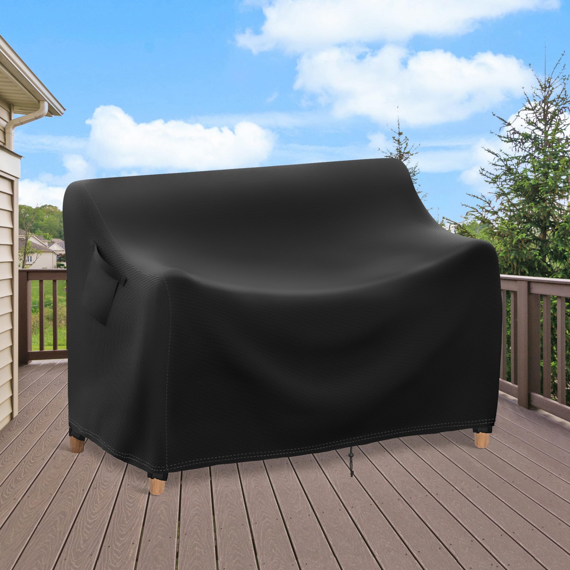 Waterproof Outdoor Furniture Cover - Heavy Duty 900D Patio Sofa & Loveseat Cover with Air Vents & Handles (48
