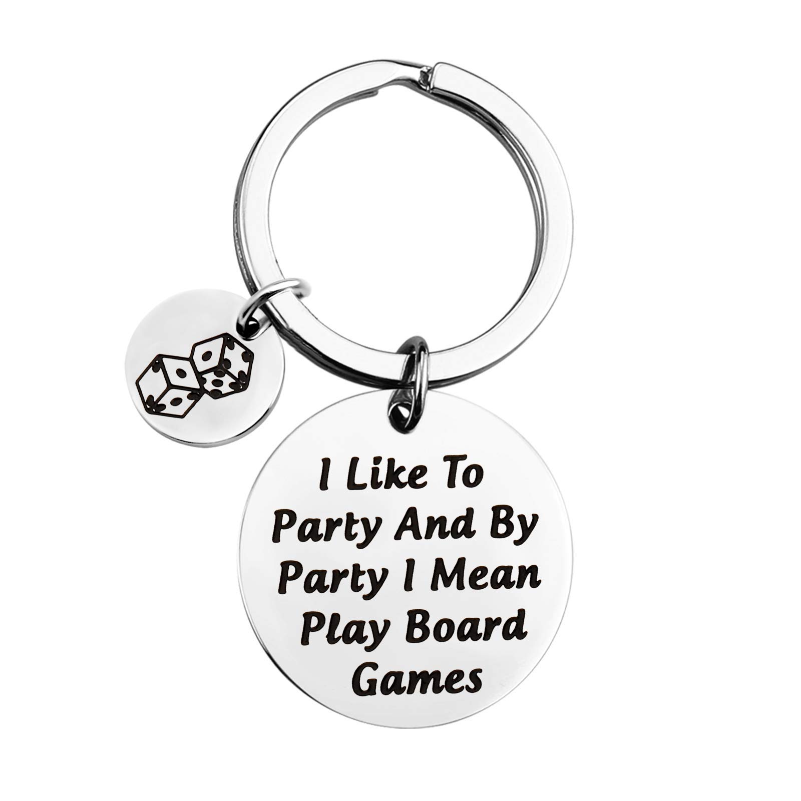 ENSIANTH Funny Board Game Keychain - Perfect Gift for Board Game Lovers - 'I Like to Party and by Party I Mean Play Board Games' - Great for Game Nights, Birthday Presents & Geek Gifts