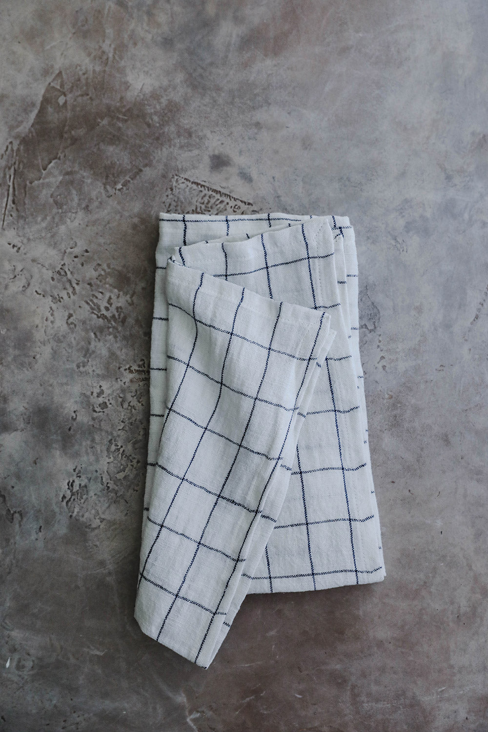 Premium Stonewashed Linen Dinner Napkins - Navy Check Pattern - Soft & Absorbent for Formal Dining, Parties & Everyday Use