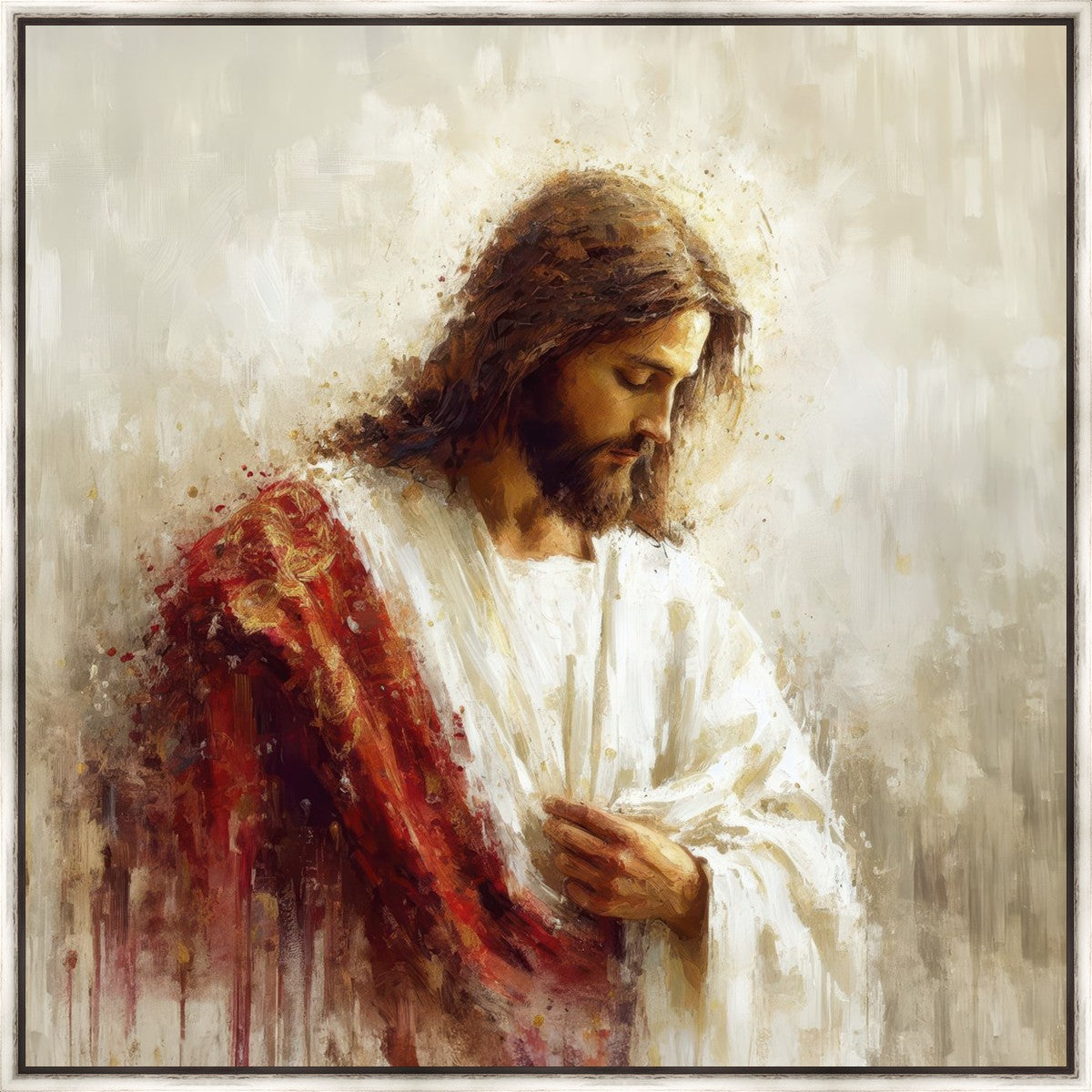 Large Jesus Christ in Red Robes Wall Art - Religious Home Decor for Living Room, Church & Prayer Space