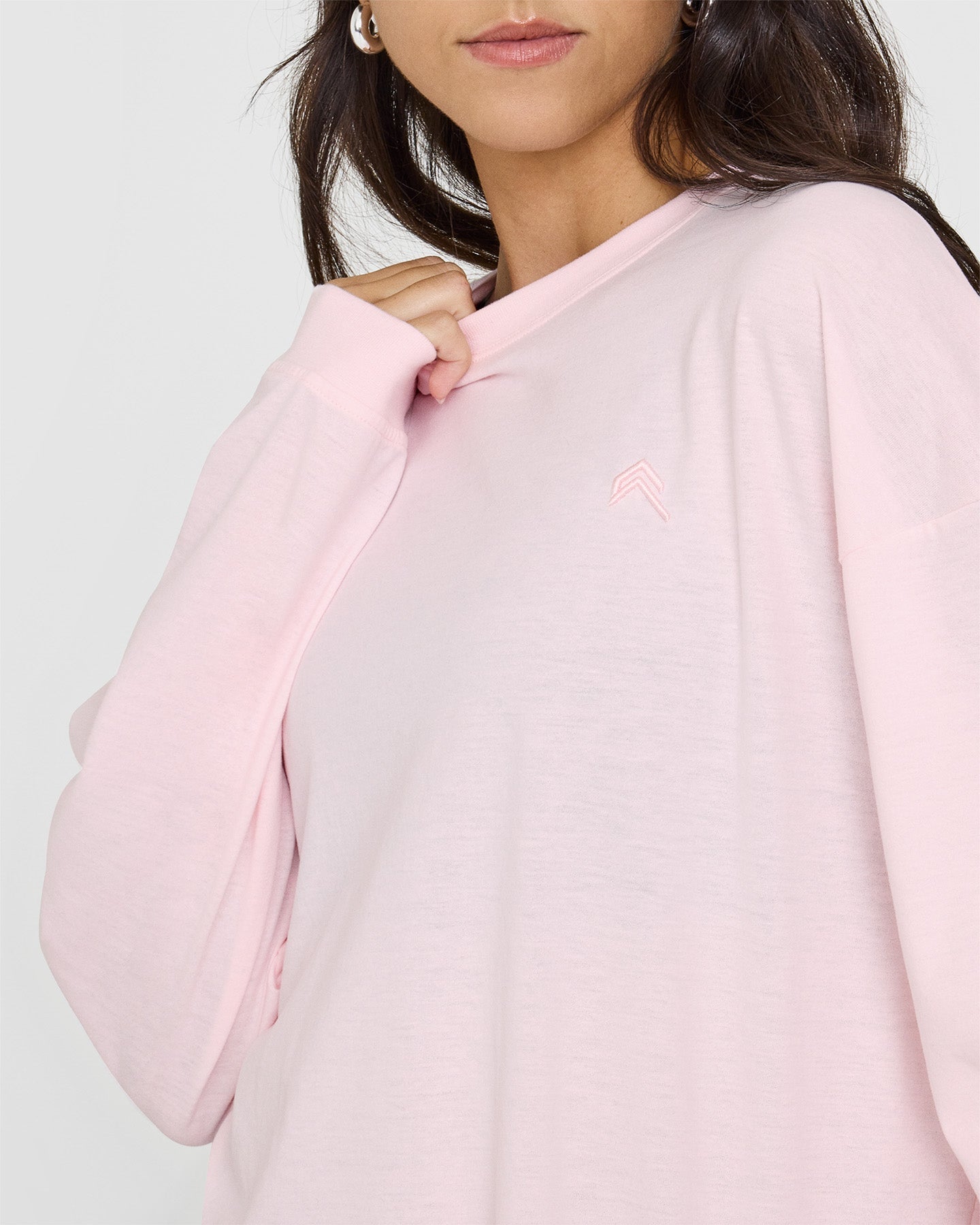 Classic Oversized Lightweight Long Sleeve T-Shirt for Women - Soft Ballet Pink Cotton Top | Casual Wear, Layering, Everyday Outfits