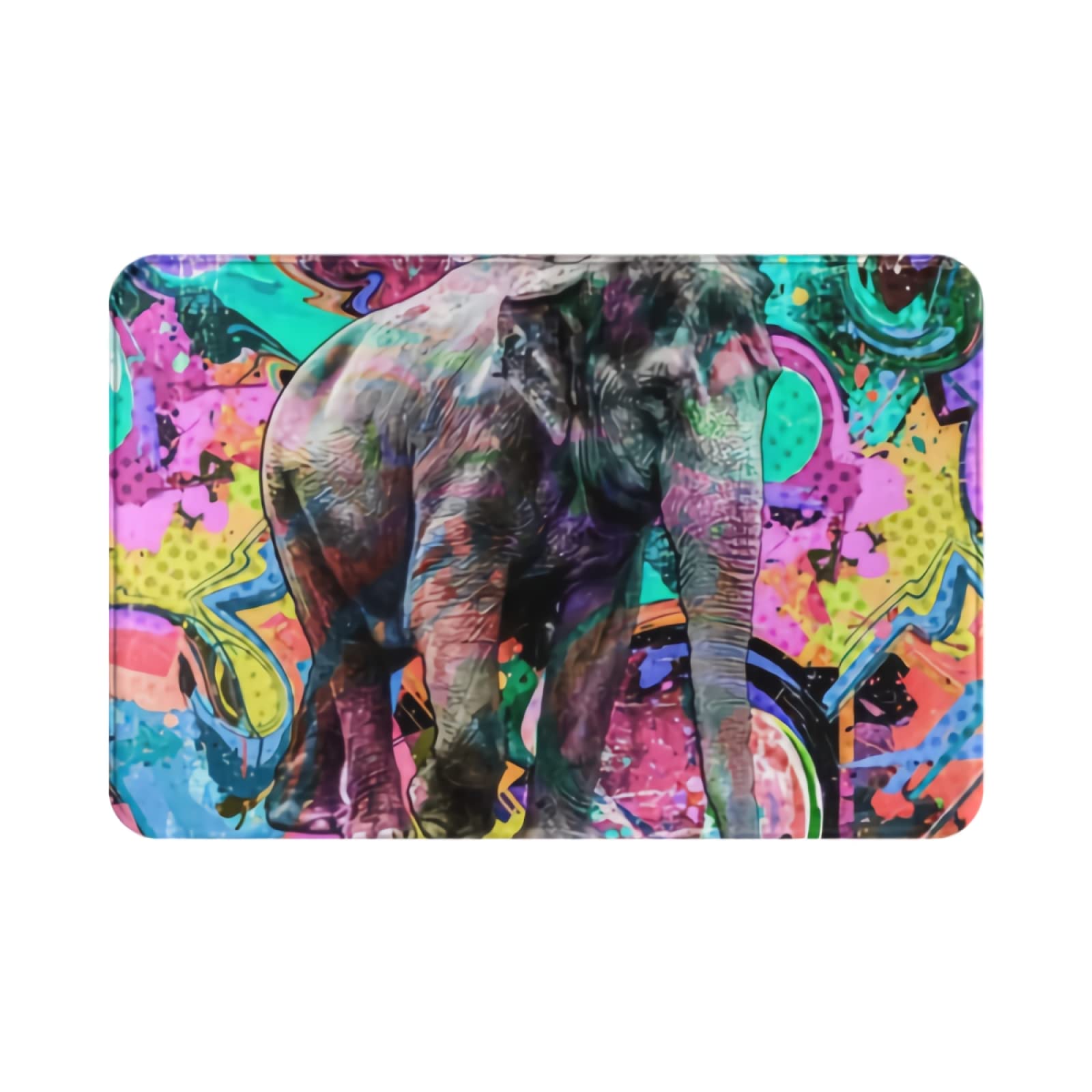 Non-Slip Washable Flannel Elephant Bath Mat Set - 15.7x26.3 Inch Colorful Waterproof African Grey Elephant Floor Rug for Bathroom, Bedroom, Kitchen & Entryway - Perfect for Home Decor, Kids Room & Indoor Use