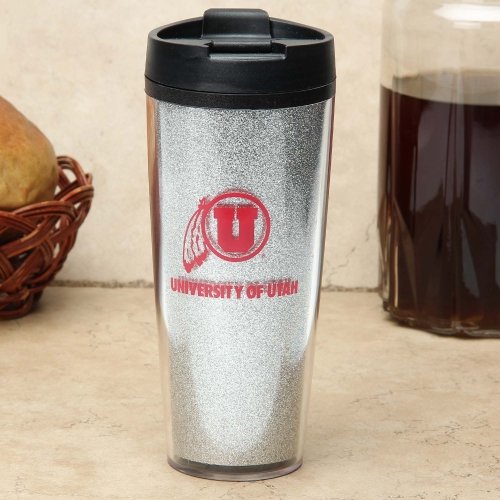 NCAA Utah Utes Glitter Insulated Travel Tumbler 20oz - Stainless Steel Water Bottle for Coffee, Tea & Cold Drinks - Perfect for Game Day, Gym, Office & Outdoor Activities