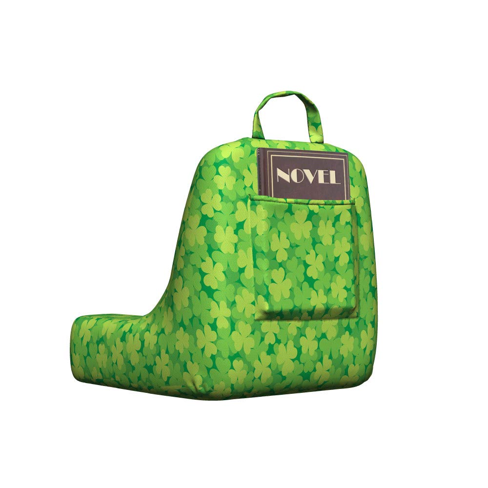 Ambesonne Clover Reading Pillow Cover - Soft Fabric Shamrock Leaves Luck Pattern Bed Rest Case (Small, Fern Green & Lime Green) | Perfect for Reading, Nursing, Watching TV & Relaxing at Home