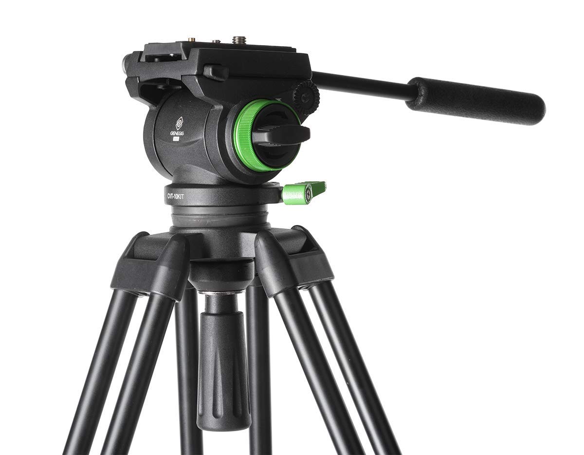 Genesis CVT-10 Professional Video Tripod with Fluid Video Ball Head VF-6.0 Kit - Heavy Duty Camera Tripod for DSLR, Mirrorless & Camcorders - Perfect for Vlogging, Filmmaking & Live Streaming
