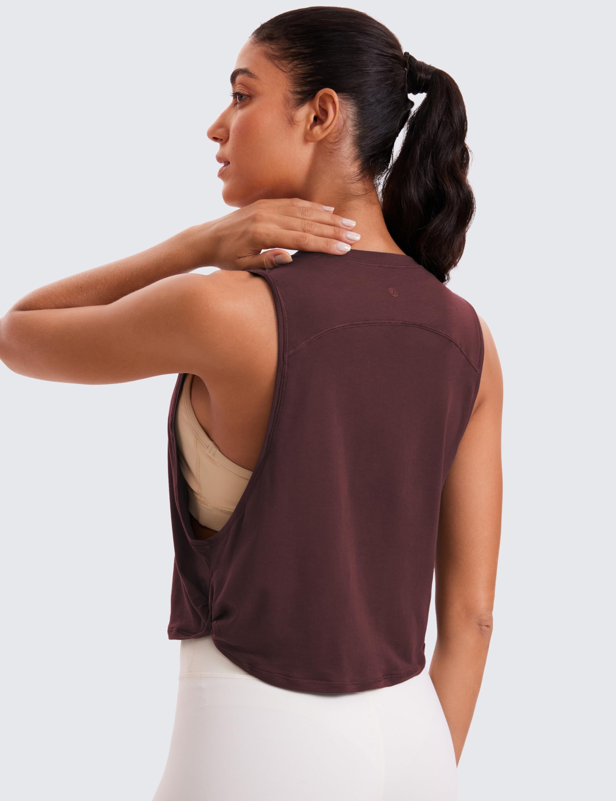 CRZ YOGA Women's Pima Cotton Cropped Workout Tank Top - Sleeveless Athletic Yoga Running Gym Shirt | Breathable & Comfortable for Yoga, Pilates & Casual Wear