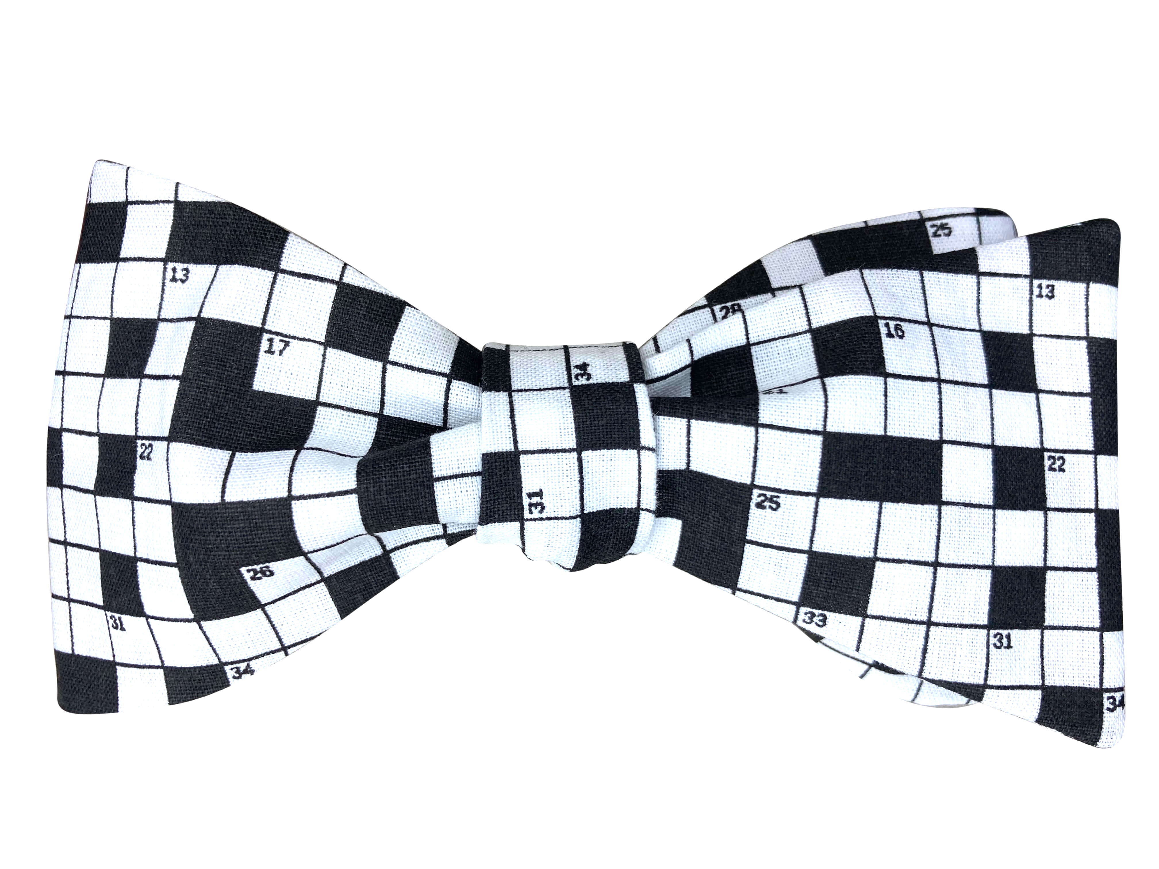 Stylish Men's Crossword Pattern Bow Tie - Elegant & Adjustable for Weddings, Parties & Formal Events