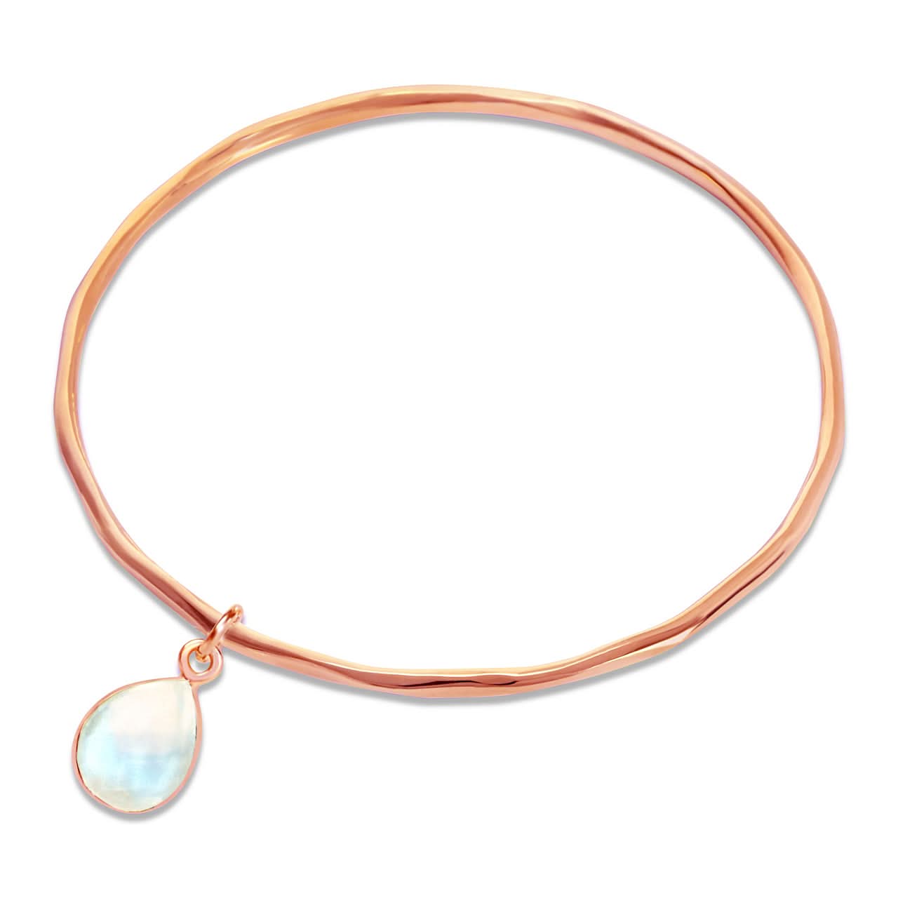 Rose Gold Moonstone Charm Bangle - June Birthstone Jewelry for Women | Perfect Gift for Birthday, Anniversary & Special Occasions