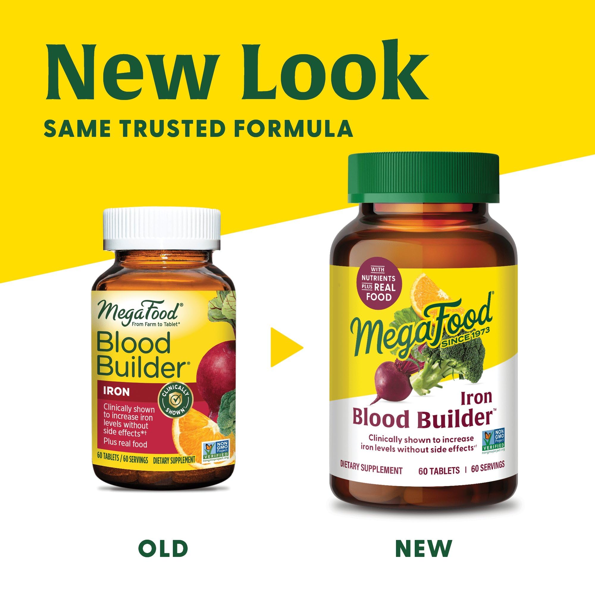 MegaFood Blood Builder Iron Supplement - Clinically Proven to Boost Iron Levels Without Side Effects - Vegan Iron Pills with Vitamin C, B12 & Folic Acid - 30 Tablets - Ideal for Women's Health, Energy Support & Anemia Relief