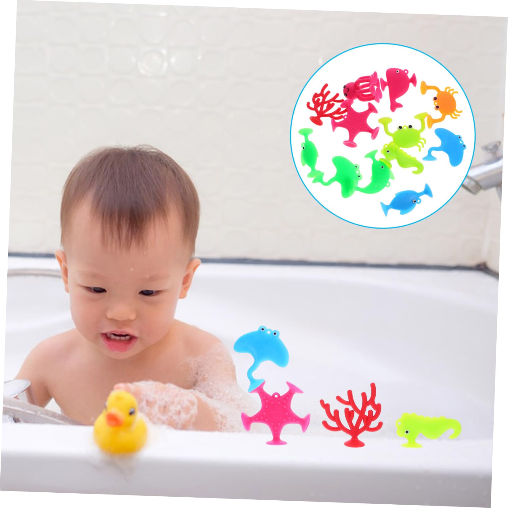 VICASKY 18pcs Suction Cup Bath Toys for Kids - Fun Bathtub Water Play Set, Floating & Sticking Bathroom Toys for Toddlers - Perfect for Bathtime Fun, Sensory Play & Early Learning