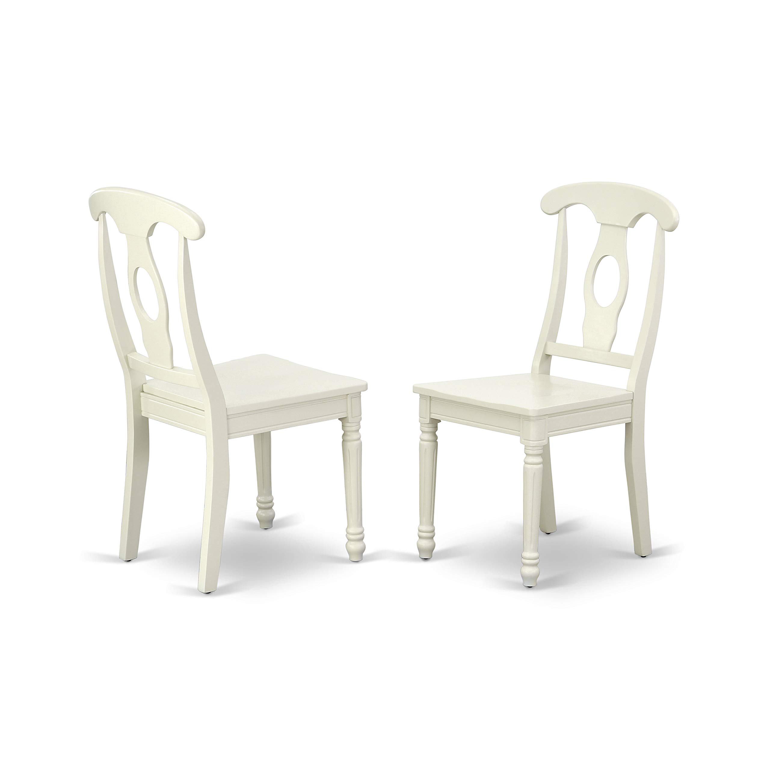 East West Furniture MZKE3-LWH-W 3-Piece Kitchen Table & Chairs Set - 36x54 Inch Rectangle Drop Leaf Dining Table with 2 Matching Chairs in Linen White | Perfect for Small Spaces, Breakfast Nooks & Cozy Dining Areas