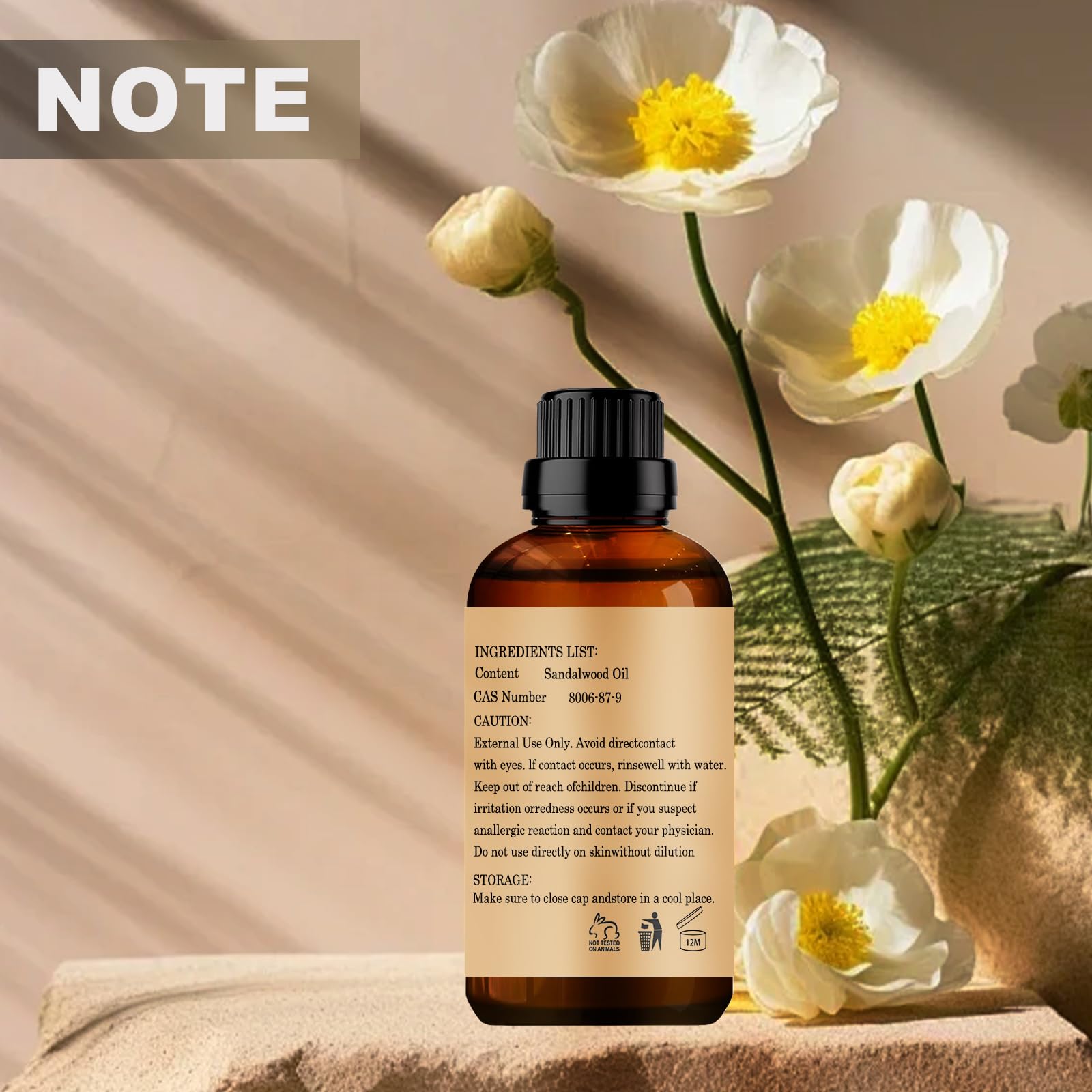 Organic 100% Pure Sandalwood Essential Oil 10ml (0.33 Fl Oz) - Natural Aromatherapy Oil for Diffusers, Massage & Relaxation - Perfect for Stress Relief, Meditation & Home Spa