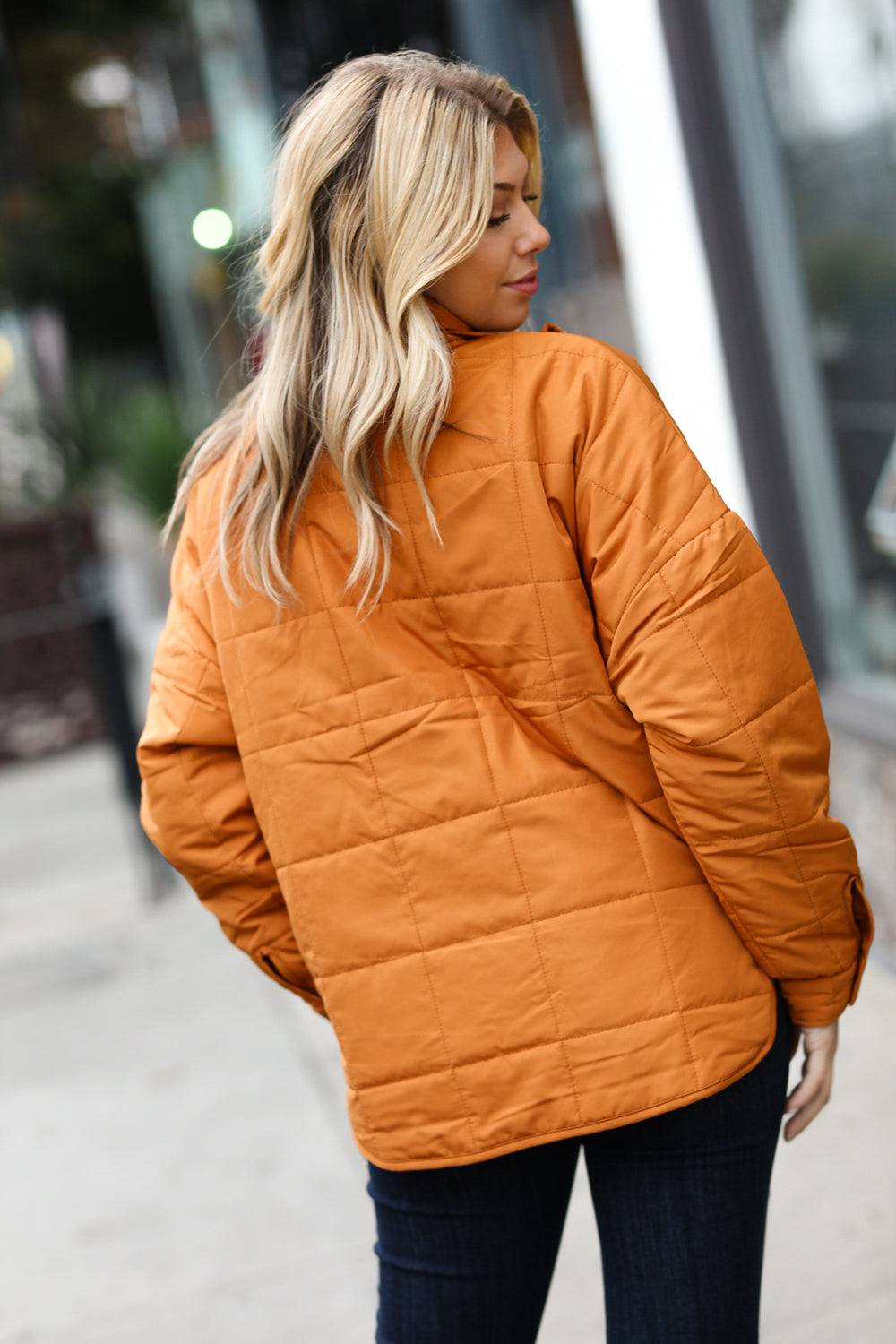 Butterscotch Quilted Puffer Jacket for Women - Warm Winter Coat with Stand Collar | Stylish Outerwear for Cold Weather, Outdoor Activities & Daily Commute