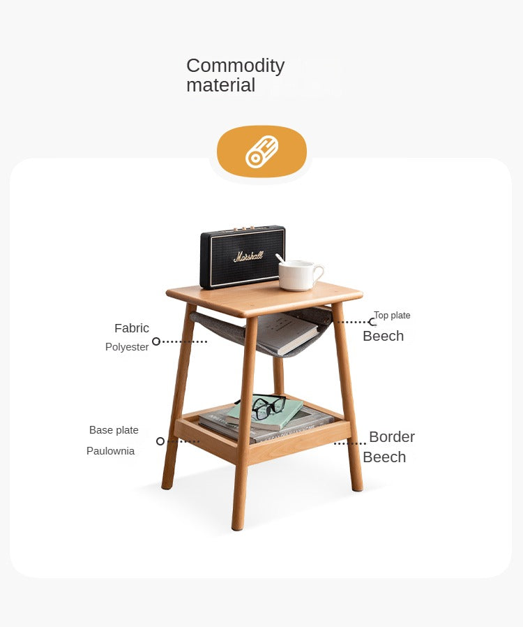 Solid Beech Wood Small Square Coffee Table - Modern Minimalist Side Table for Living Room, Bedroom, or Office - Perfect for Coffee, Books, and Decor