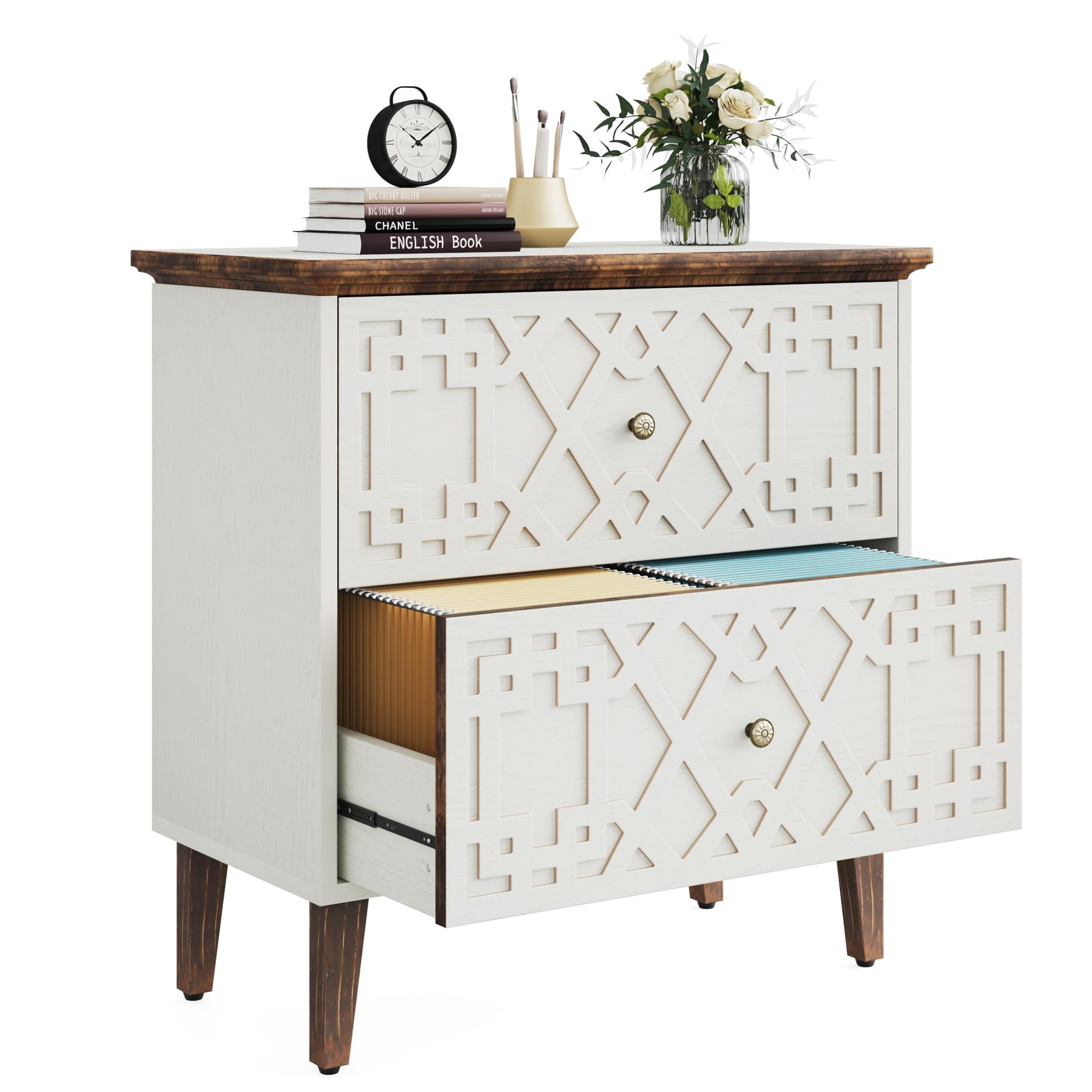 2-Drawer Lateral File Cabinet for A4 Letter Legal Size - Office Storage Cabinet & Printer Stand with Storage Drawers - Perfect for Home Office Organization & Workspace Storage Solutions
