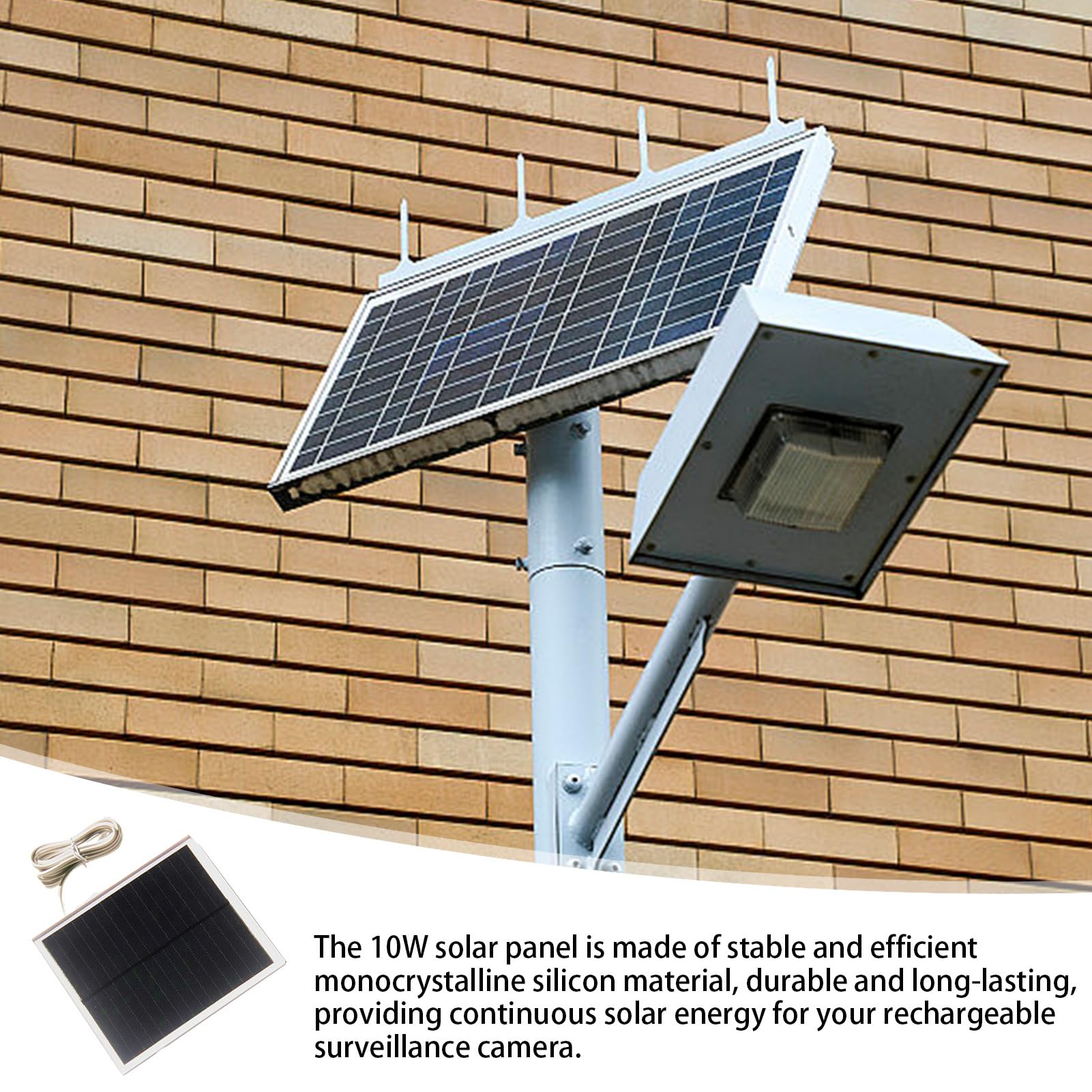 10W Solar Panel for Ring Doorbell - 360° Adjustable Monocrystalline Solar Charger with Weatherproof Design | Perfect for Home Security & Outdoor Camera Power Supply