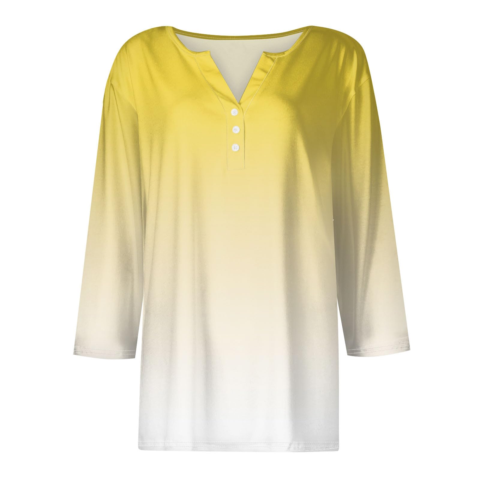 Women's Casual V-Neck Printed 3/4 Sleeve Button Down Shirt - Stylish Fashion Tops for Everyday Wear, Work & Outings