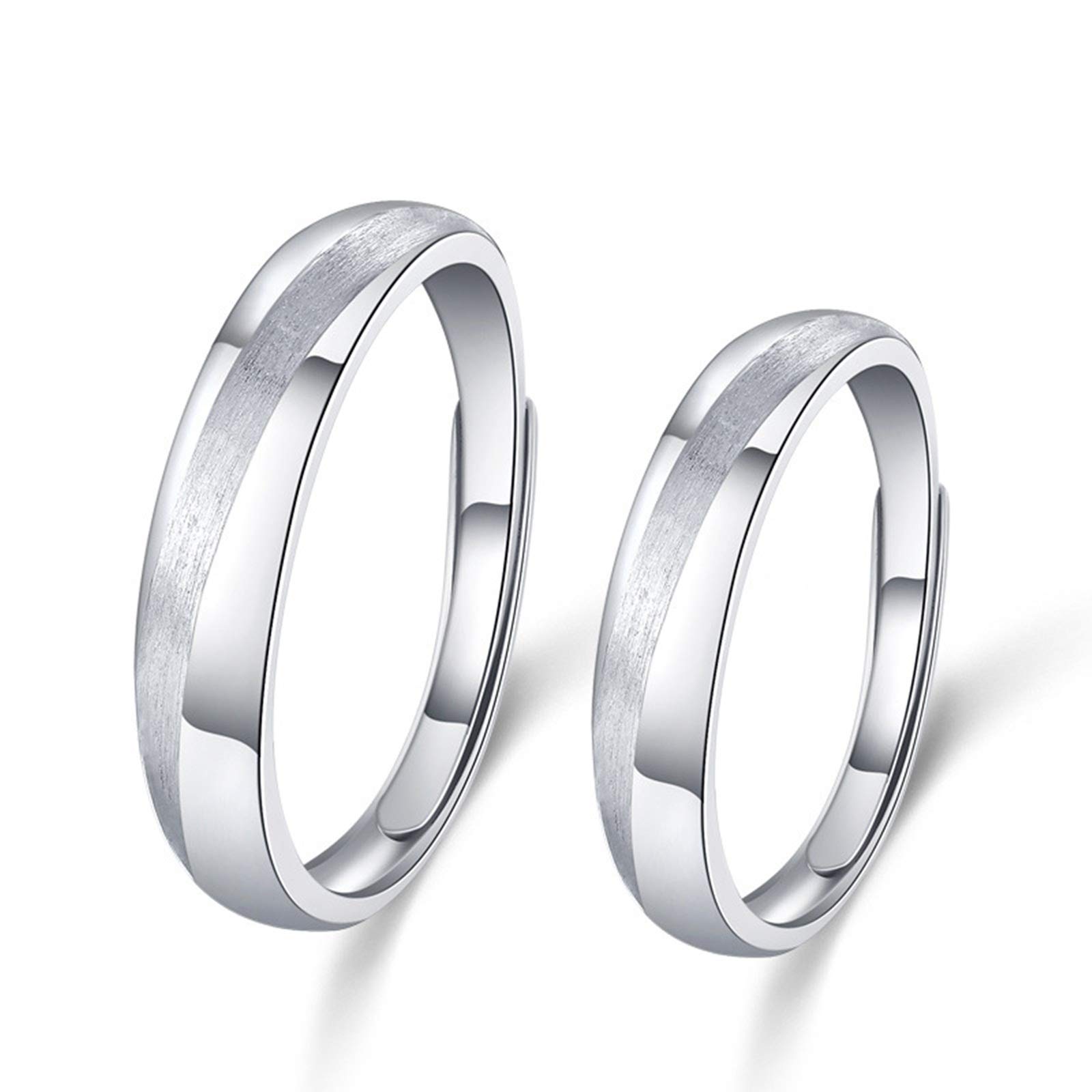 Personalized Promise Rings Set for Couples - 925 Sterling Silver Adjustable Rings for Women & Men - Perfect for Anniversaries, Engagements & Romantic Gifts