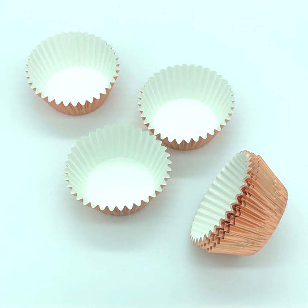 Premium Sweet Rose Gold Foil Cupcake Liners - 120 Count Standard Baking Cups for Weddings, Birthday Parties, Baby Showers & Special Events - Elegant Dessert Decorations for Professional Bakers & Home Baking