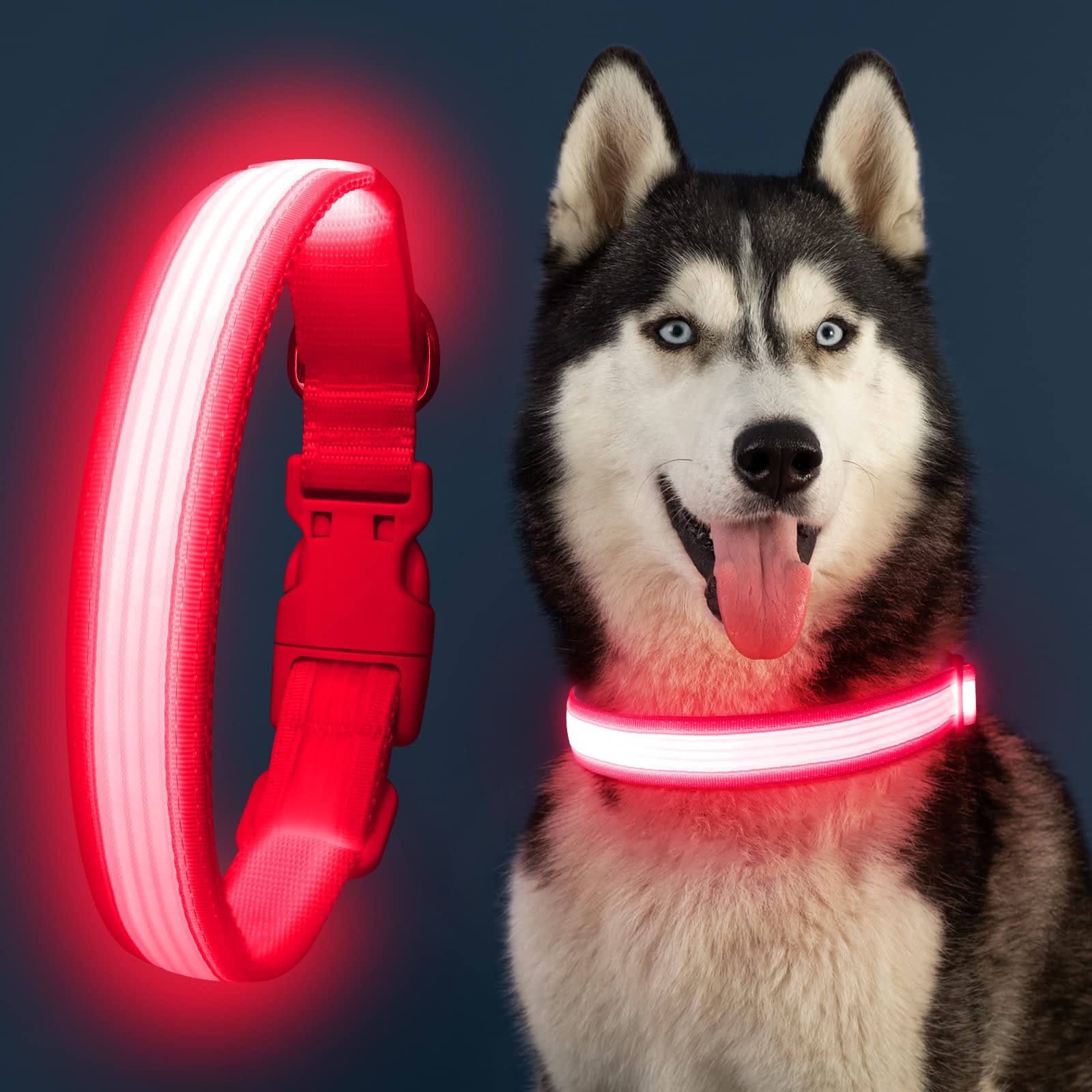 YFbrite USB Rechargeable LED Dog Collar - Super Bright Adjustable Glowing Collar for Night Walking, Safety & Visibility (Pink, Medium) - Perfect for Evening Walks, Jogging, and Outdoor Adventures with Your Pet