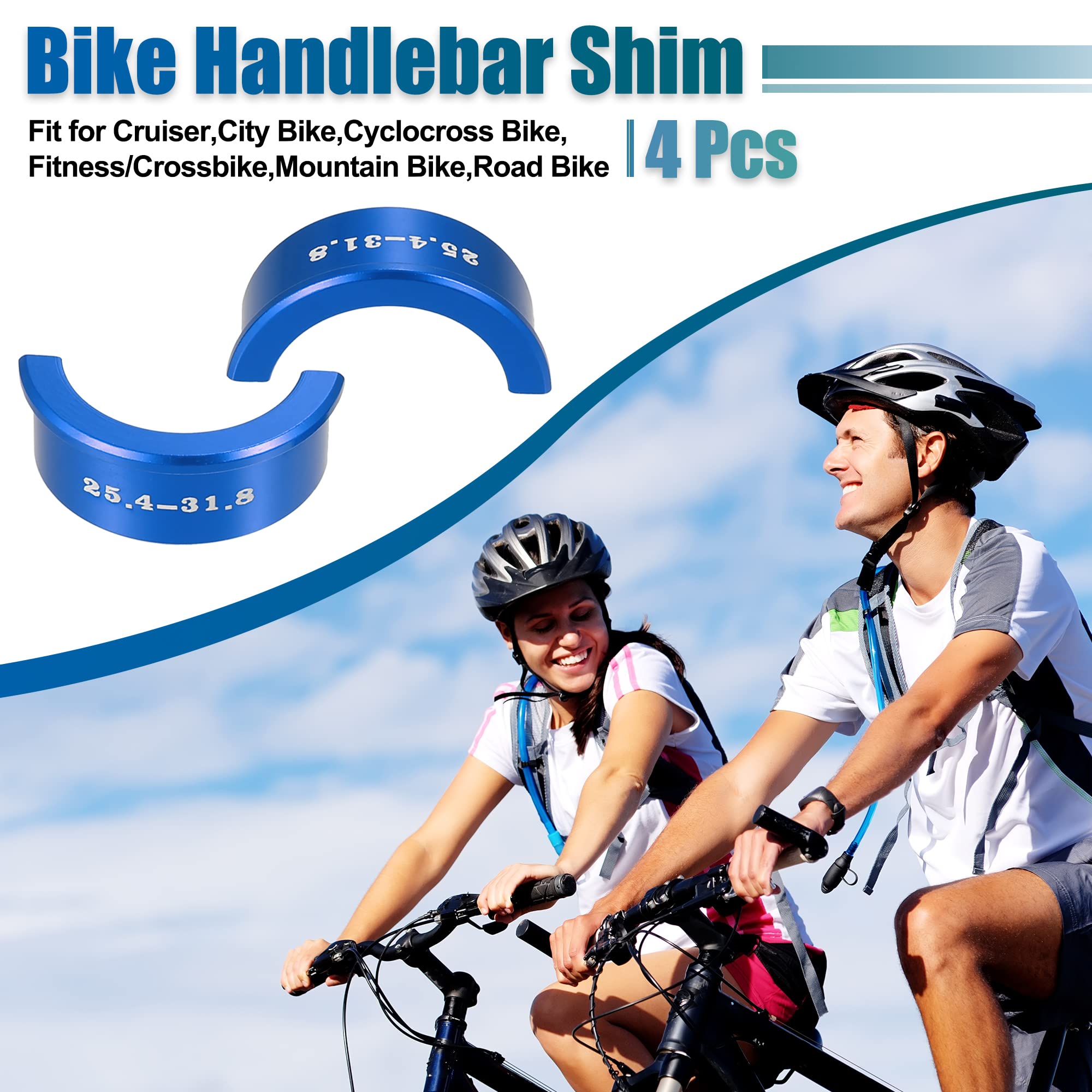 X AUTOHAUX 4-Piece Bike Handlebar Shims - Universal Handlebar Stem Adapter for Mountain, Road & MTB Bicycles - Perfect for Cycling, Commuting & Outdoor Adventures